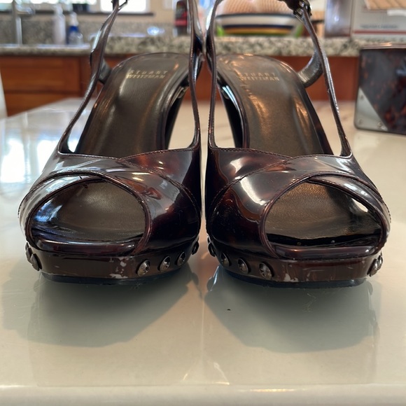 Stuart Weizmann Blenny slingback peep toe pumps and matching clutch - Picture 3 of 11